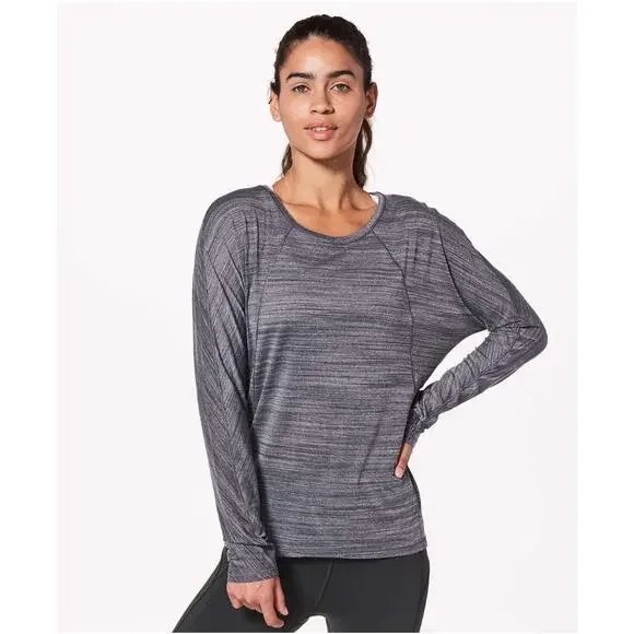 Lululemon Set to Sweat Long Sleeve Heathered Gray Top Relaxed Fit Size Medium - Picture 10 of 10